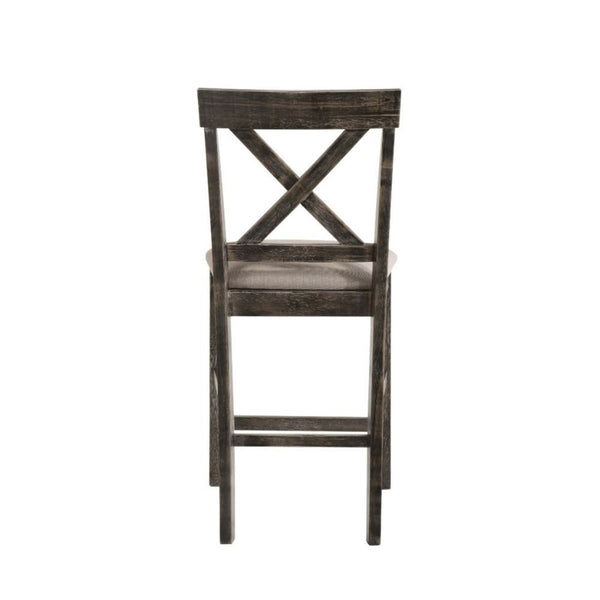 English Elm Set Of 2 Stylish Counter Height Chairs With Tan Linen Seats And Weathered Gray Wood Frame Design B016P314616-GIGA