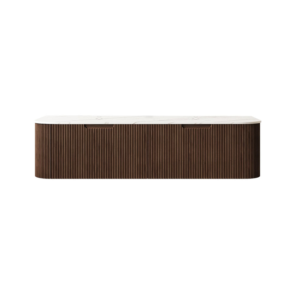 English Elm Dina Wall Mounted Plywood Vanity Sintered Stone Top Soft Close Drawers Dark Walnut W2615P301439