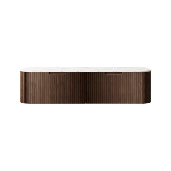 English Elm Dina Wall Mounted Plywood Vanity Sintered Stone Top Soft Close Drawers Dark Walnut W2615P301439