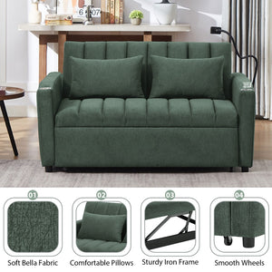English Elm 55.9" Convertible Sleeper Loveseat with Usb Ports Cup Holders and Swivel Phone Mount N719P400685F