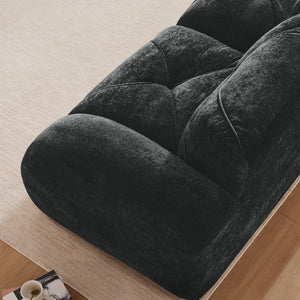 English Elm 110''boneless Velvet Sectional Sofa Modular Cloud Seating with Tufted Cushions for Living Rooms Black W714S01626