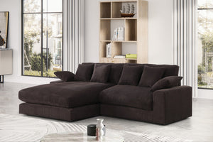 English Elm Astra Corduroy Reversible Sectional Sofa with Chaise Six Pillows Casual Living Room Chocolate B2749S00211