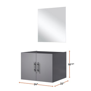 English Elm Dark Grey Single Bath Vanity Set With 18" Mirror - Modern Compact Design For Stylish Bathrooms B2731S00530