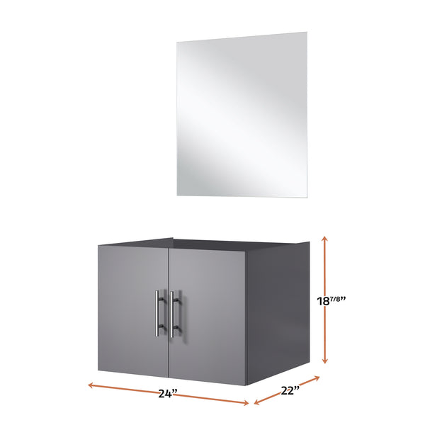 English Elm Dark Grey Single Bath Vanity Set With 18" Mirror - Modern Compact Design For Stylish Bathrooms B2731S00530