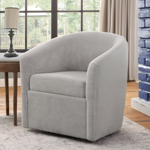 English Elm Oaklynn Barrel Swivel Accent Chair in Durable Performance Fabric — Stain-Resistant, 360° Comfort LIGHT GREY B050P281010