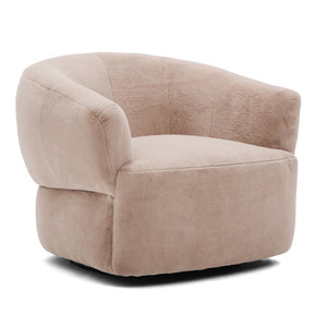 English Elm Plush Barrel Swivel Accent Chair Velvet Upholstered 360 Degree Base Living Room Blush Brown N776P403621W