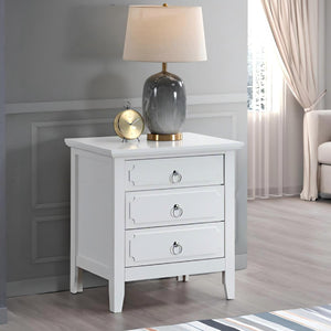 English Elm Hammond 3-Drawer Nightstand White — Fully Assembled Wood Bedside with Polished Nickel Hardware, Removable Handles, Smooth Dovetailed Drawers and Safety Stops B078P408783