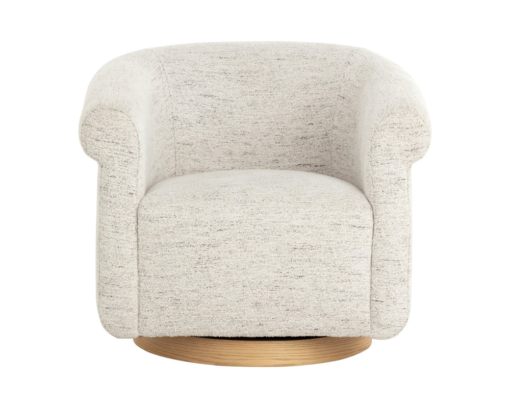 Sunpan Libby Swivel Lounge Chair - Modern Minimalism In Hailey Moon Fabric With Comfortable Foam Fill Cream Fabric 111951