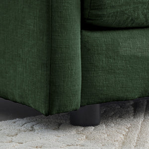English Elm Comfy Deep Single Seat Sofa Chair in Green Chenille Upholstered Reading Armchair with Toss Pillow, Modular Comfort and Solid Wood Frame W714S00449