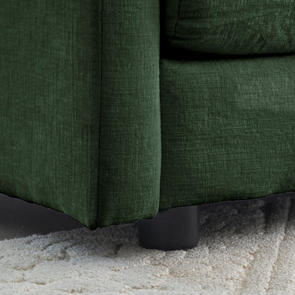 English Elm Comfy Deep Single Seat Sofa Chair in Green Chenille Upholstered Reading Armchair with Toss Pillow, Modular Comfort and Solid Wood Frame W714S00449
