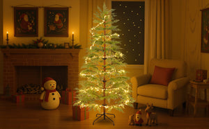 English Elm 6 ft Artificial Christmas Tree with 300 Warm LED Lights, 612 Tips, Hinged PE Branches & Metal Stand N710P181792S