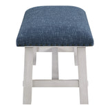 OSP Home Furnishings Callen Bench Navy, White Wash base