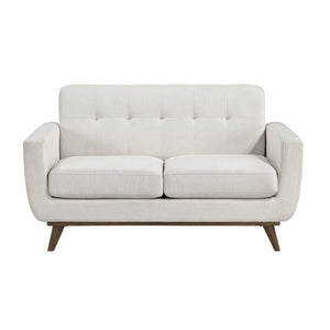 English Elm Contemporary Tufted Beige Loveseat with Removable Covers Pocket Coil Foam Solid Wood Legs 62" B011P379438