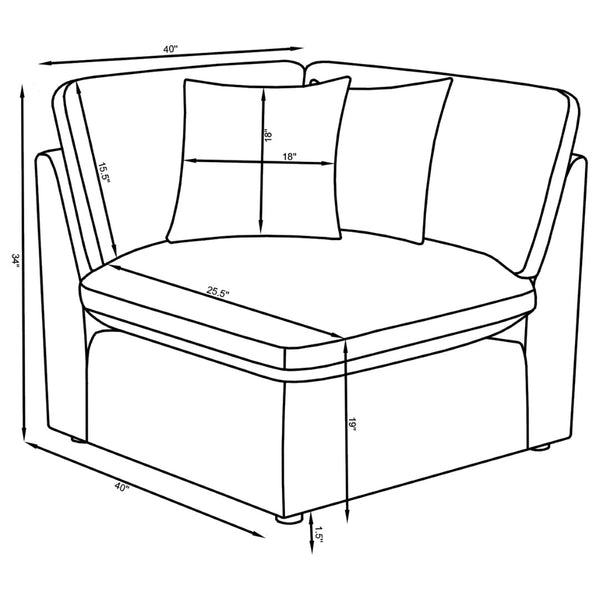 English Elm Greeley Six Piece Modular Sectional with Ottoman Feather Blend Cushions Track Arms B062S01555