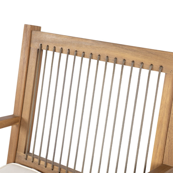 English Elm Christopher Knight Home® - Patio Acacia Wood Dining Chairs Set of 2 with Grey Rope Seats & Cream Waterproof Cushions, 400lb Capacity N768P249344T