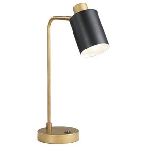 English Elm Dharma Antique Brass Metal Task Lamp with Matte Black Shade for Desk or Nightstand B062P441030
