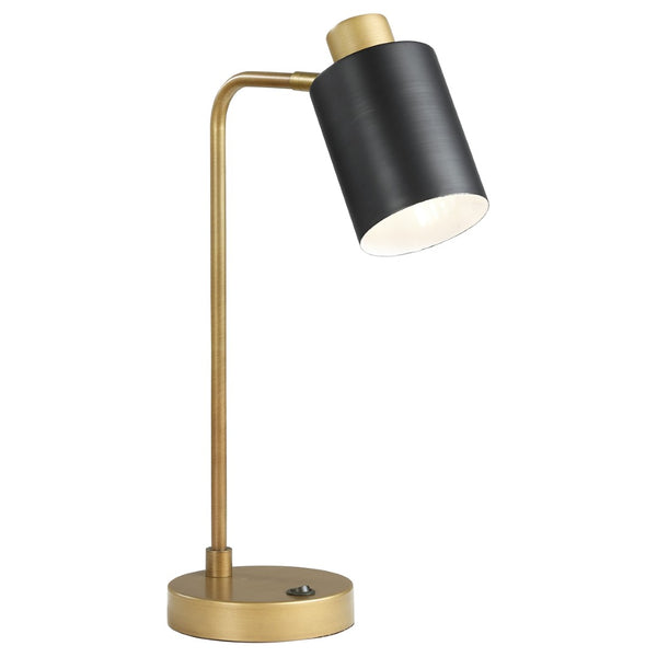 English Elm Dharma Antique Brass Metal Task Lamp with Matte Black Shade for Desk or Nightstand B062P441030