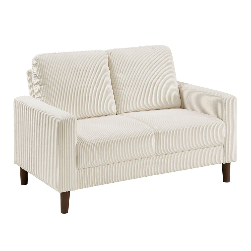English Elm Modern Beige Corduroy Loveseat with Track Arms, Plush Cushions & Faux Wood Legs for Cozy Living B011P359659