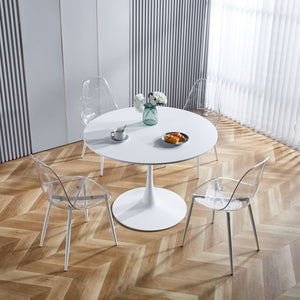 English Elm white minimalist dining chair set of 4 with transparent PP seats & sturdy metal legs, 220 lb capacity, easy assembly W234P196528