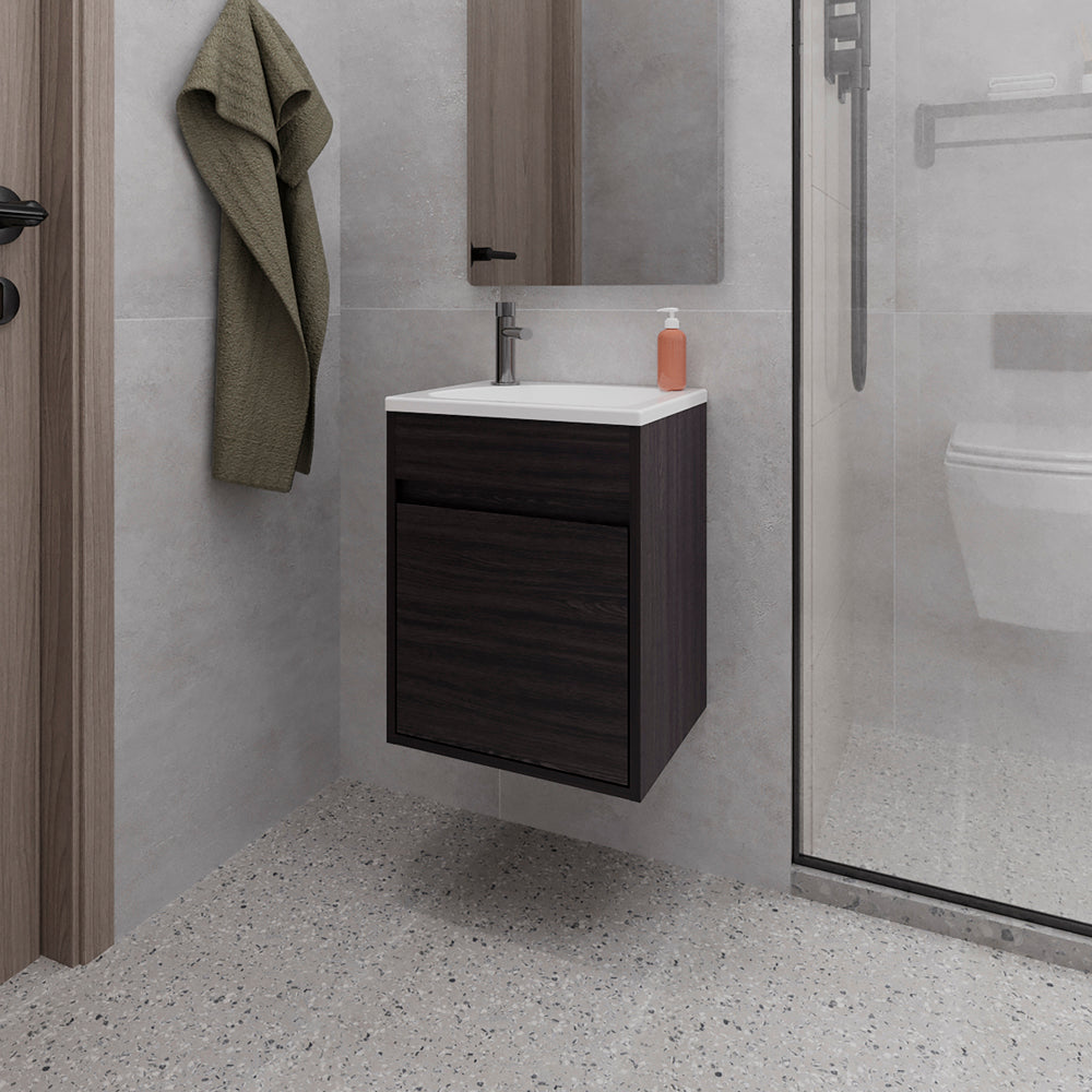 English Elm Sutcliffe Vanity Sink with Spacious Cabinet and Modern Minimalist Engineered Wood Design, No Faucet Included Black B092P329248