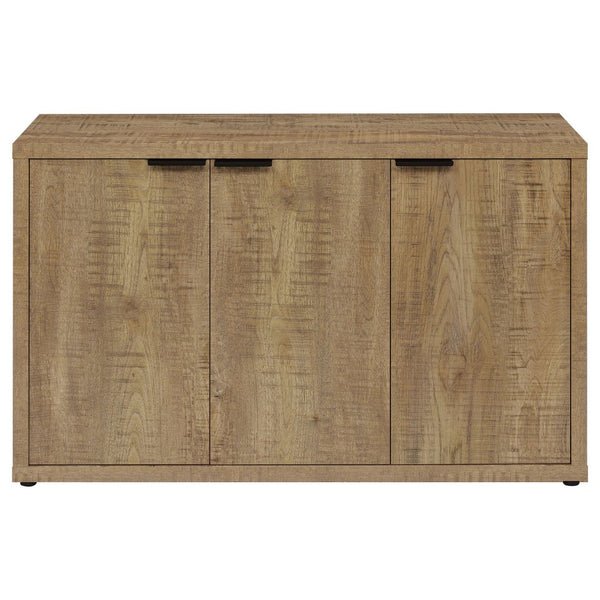 English Elm Pamplona Mango Brown 3-Door Industrial Accent Cabinet With Adjustable Shelves For Modern Storage Solutions B062P299946-GIGA
