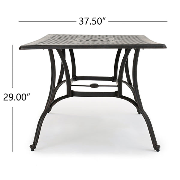 English Elm Christopher Knight Home® - Outdoor Cast Aluminum Rectangular Dining Table with Lattice Design, Seats 6, Rust-Resistant Bronze Elegance 59158.00