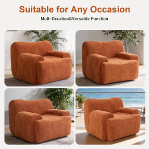 English Elm Wide Chenille Accent Chair Oversized Cozy Seat for Bedroom Living or Studio Spaces Orange W5385P433251