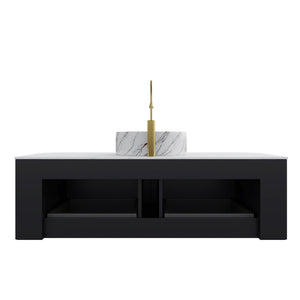English Elm Dina 48" Wall-Mounted Modern Bathroom Vanity With Curved Edges, Soft-Close Drawers, And Ceramic Sink W2615S00499