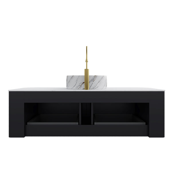 English Elm Dina 48" Wall-Mounted Modern Bathroom Vanity With Curved Edges, Soft-Close Drawers, And Ceramic Sink W2615S00499
