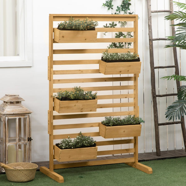 English Elm Outsunny Wooden Vertical Plant Trellis Stand With 5 Tiers Of Planter Boxes For Outdoor Spaces W2225P217233-GIGA