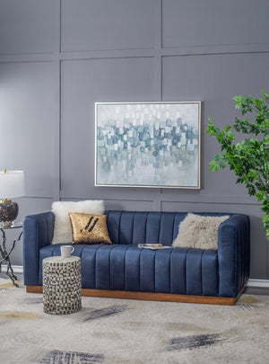 English Elm 47.2X35.4X1.5" Elegant Gray And Silver Abstract Landscape Oil Painting In Framed Modern Style W2078P313334