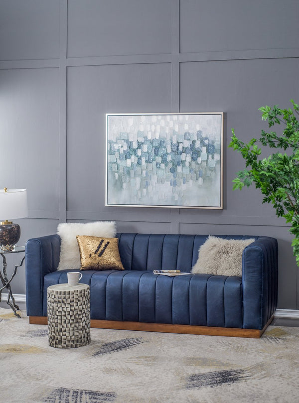 English Elm 47.2X35.4X1.5" Elegant Gray And Silver Abstract Landscape Oil Painting In Framed Modern Style W2078P313334