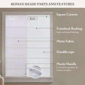 English Elm 1PC Cordless Roman Blind 31x64" Galen Matte Polyester 150GSM Blackout Fabric Energy-Saving White 5.62 L x 9.25 W x 8.07 H B035P341201