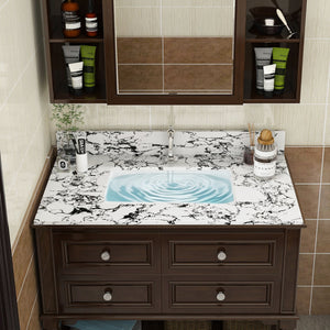 English Elm 37"X22" Bathroom Vanity Top With Undermount Sink & Backsplash - Durable, Easy-Clean Panda White Finish W509P362105