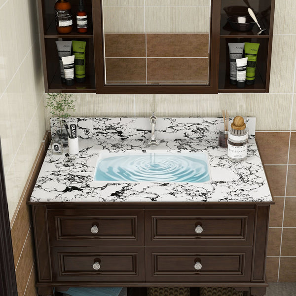 English Elm 37"X22" Bathroom Vanity Top With Undermount Sink & Backsplash - Durable, Easy-Clean Panda White Finish W509P362105