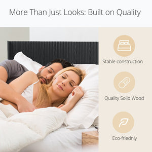 English Elm Wood Fluted Wingback Queen Headboard Wall Mounted Walnut Farmhouse Bedroom Accent W3520P327614