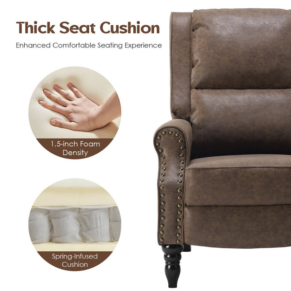 English Elm Faux Leather Pushback Recliner Coffee — Easy Tool-Free Setup, Lumbar Support, Soft Cleanable Finish T3623P379801