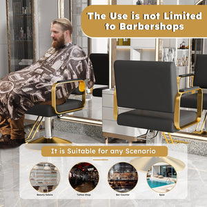 English Elm Hydraulic Salon Chair 360° Swivel Professional Barber Stylist Seat with Pump, PU Leather Comfort W2700P318173