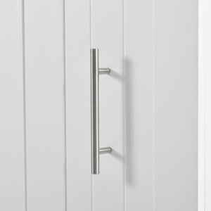 English Elm K&K Kitchen Island with Drop Leaf, Rolling Storage Cart with 3-Tier Pull-Out Organizer, Durable Wood Countertop White WF531421AAW