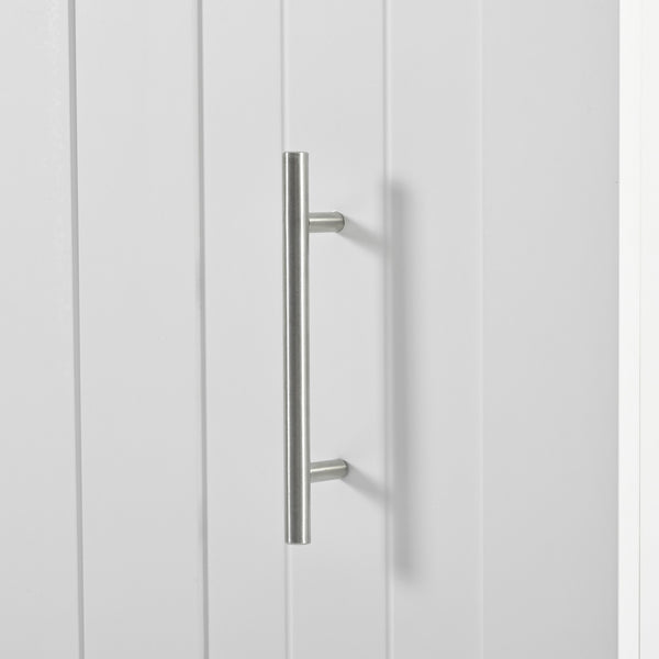 English Elm K&K Kitchen Island with Drop Leaf, Rolling Storage Cart with 3-Tier Pull-Out Organizer, Durable Wood Countertop White WF531421AAW