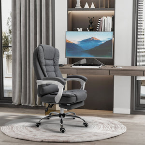 English Elm Vinsetto Linen-Feel Executive Office Chair with Footrest, 135° Recline, High-Back Support, Dark Grey Comfort W2225P173974
