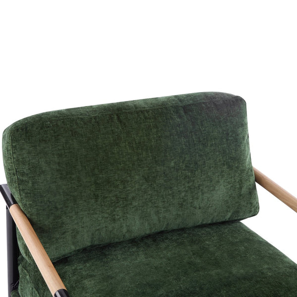 English Elm Christopher Knight Home® - 27.56" Modern Accent Chair with Plush Cushions, Sleek Metal Frame and Wooden Armrests for Cozy Rooms Green N767P215306G