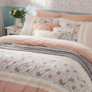 JLA Home Madison Park - 9 Cotton Percale Comforter Set Madison Park Dawn — 9pc paisley cottage chic, OEKO-TEX breathable, lace & pintuck accents MP10-6868