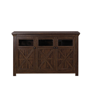 English Elm Farmhouse Wine Cabinet Bar with 12-Bottle Rack, Removable Storage, Glass Holder & Vintage Top Finish Espresso W1758P210367