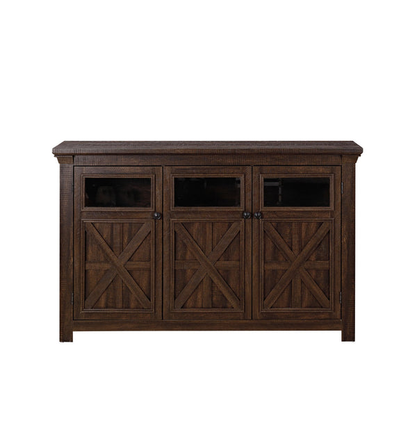 English Elm Farmhouse Wine Cabinet Bar with 12-Bottle Rack, Removable Storage, Glass Holder & Vintage Top Finish Espresso W1758P210367