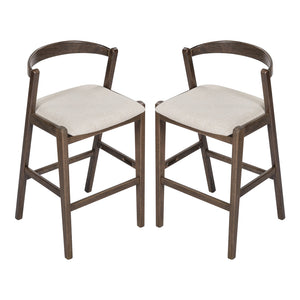 English Elm Christopher Knight Home® - Balmain Rubberwood Barstool with Ergonomic Back and Plush Cushion, Modern Smooth-Line Design Set of 2 Beige,Dark Brown N775P318294D