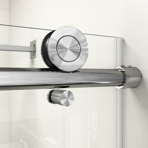 English Elm 56" Frameless Single Sliding Shower Door Tempered Glass Walk-in Bath Enclosure Brushed Nickel W1573P342102