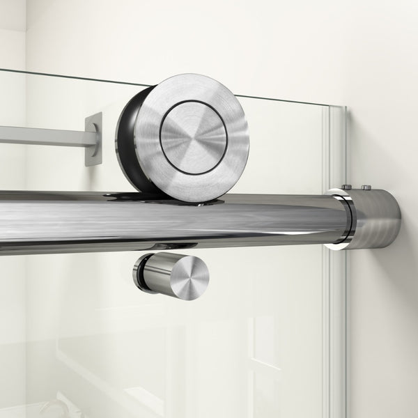 English Elm 56" Frameless Single Sliding Shower Door Tempered Glass Walk-in Bath Enclosure Brushed Nickel W1573P342102