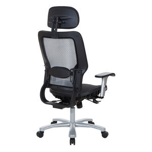 OSP Home Furnishings Air Grid Big and Tall Executive Chair with Breathable Mesh Lumbar Support and Synchro Tilt 63-11A653RHM