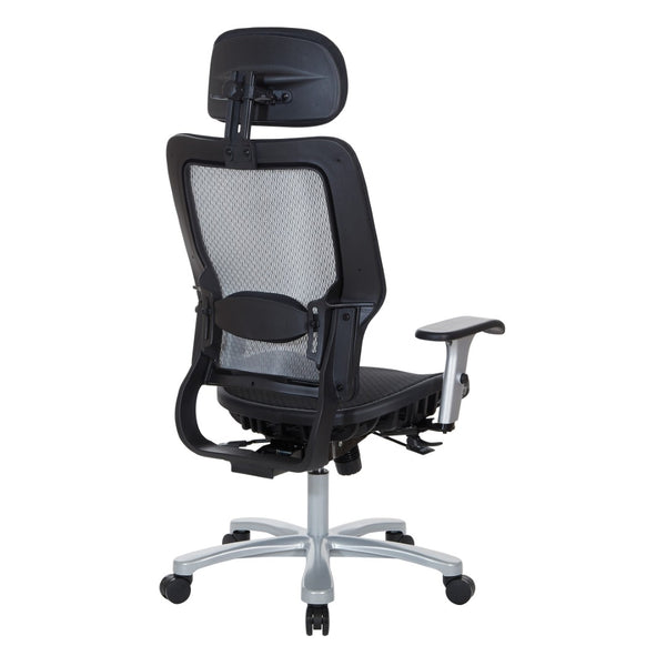 OSP Home Furnishings Air Grid Big and Tall Executive Chair with Breathable Mesh Lumbar Support and Synchro Tilt 63-11A653RHM